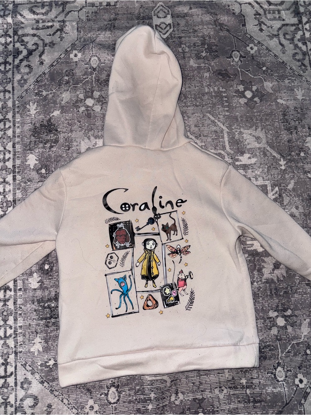 SHEIN Cream Coraline Graphic Hoodie for Kids